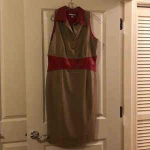 Lela Rose dress with red leather details